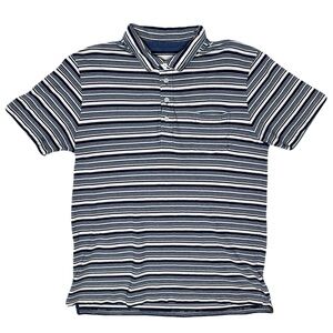 Billy Reid Polo Shirt Striped Short Sleeve Pullover Casual Golf Blue Mens Large